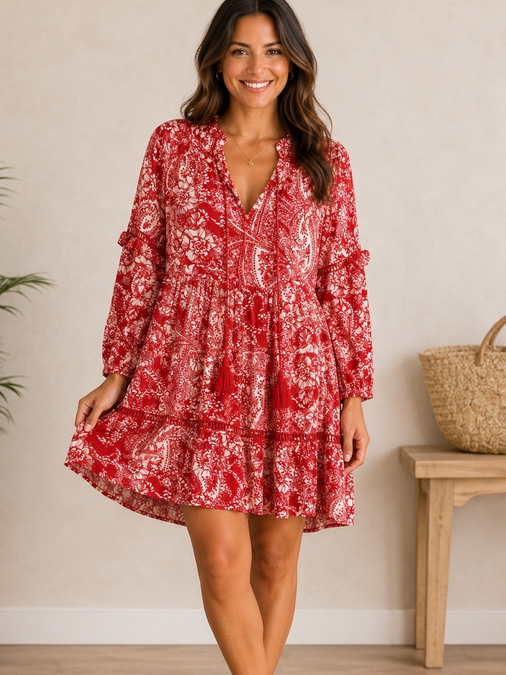 B.O.G Band of Gypsies Collective Floral Print Mini Dress